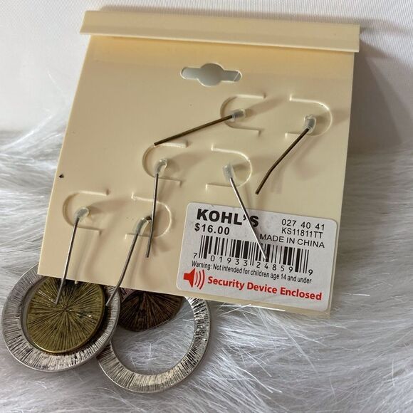 Sonoma 3 Pair of Earrings in Silver and Gold Color NWT - Picture 2 of 2